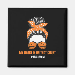 Imán Mamá de baloncesto Messy Bun Orgulloso Mama Bball