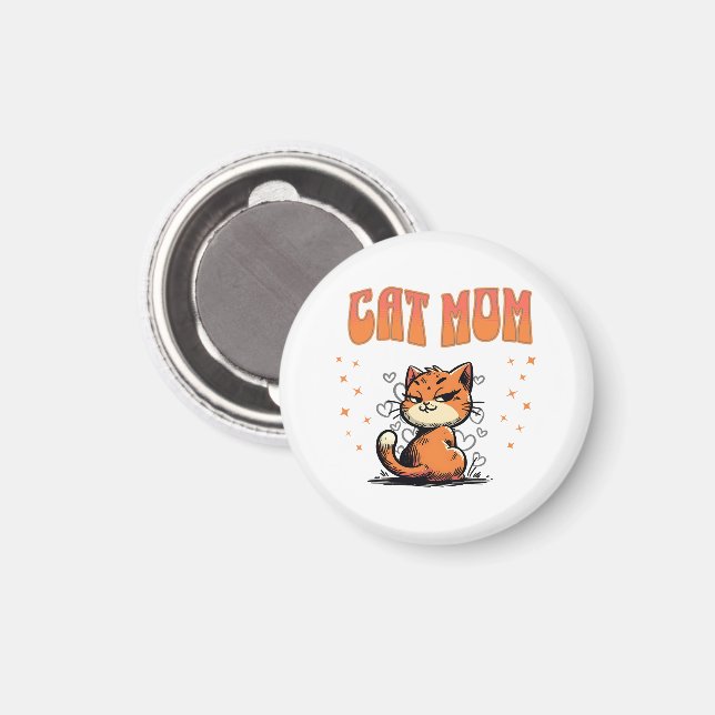 Imán Mamá de gato | Kitty Lover | Mascota Mama (Anverso/Reverso)