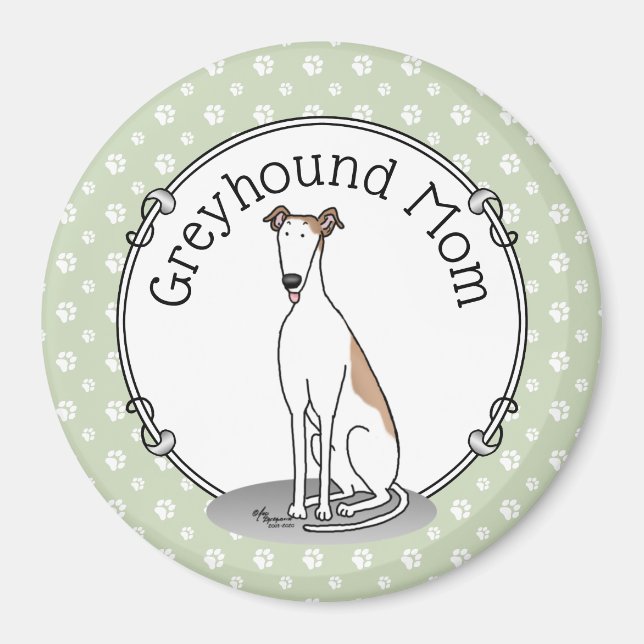 Imán Mamá de Greyhound (blanca como el hembra) Perro Cu (Frente)