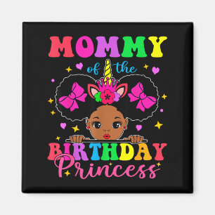 Imán Mamá de la princesa niña cumpleañera afro melanina