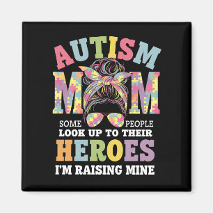 Imán Mamá del autismo criando héroe moño desordenado au