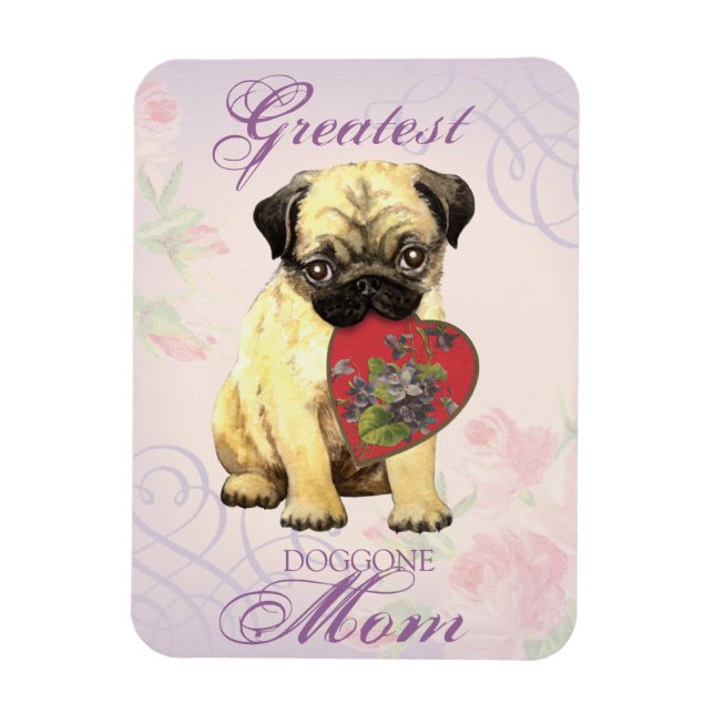Imán Mamá del corazón de pug (Vertical)
