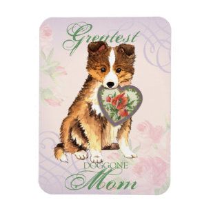 Imán Mamá del corazón de Sheltie