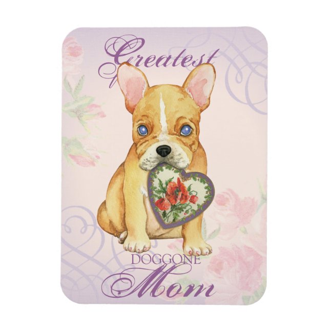 Imán Mamá del corazón del bulldog francés (Vertical)