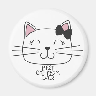 Imán Mamá del mejor gato blanco con un lindo gatito per