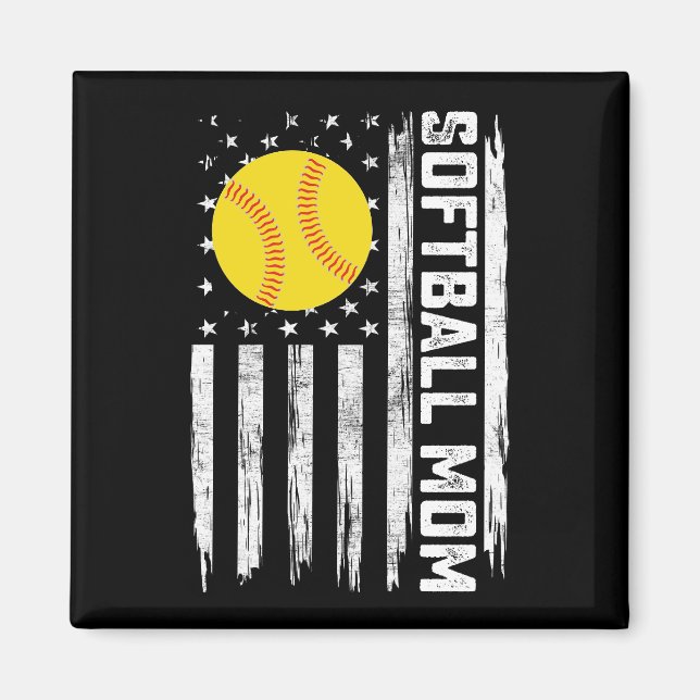 Imán Mamá del Softball American Bandera de Estados Unid (Frente)