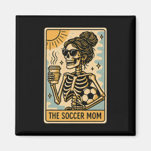 Imán Mamá divertida de fútbol de Halloween Tarot de esq