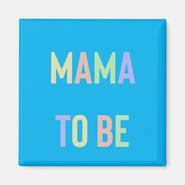 Imán Mamá en camino - Multicolor con fondo azul (Frente)