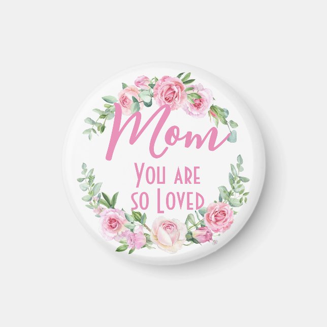 Imán Mamá, eres tan querida Rosa de Floral Wreath (Frente)