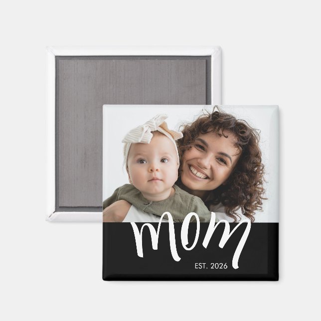 Imán Mamá Establecida Gorras Blancas Año Nuevo Personal (Anverso/Reverso)