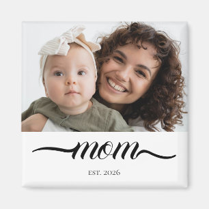 Imán Mamá Estableció Moderno Negro Escritura Foto Elega