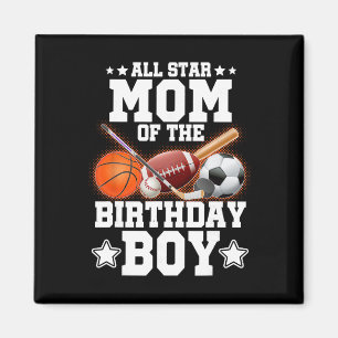Imán Mamá Estelar Del Niño Cumpleañero Fútbol Esbozado