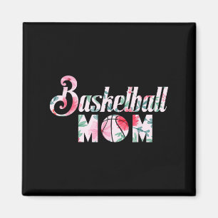 Imán Mamá fan del baloncesto citan gráfico floral de ba