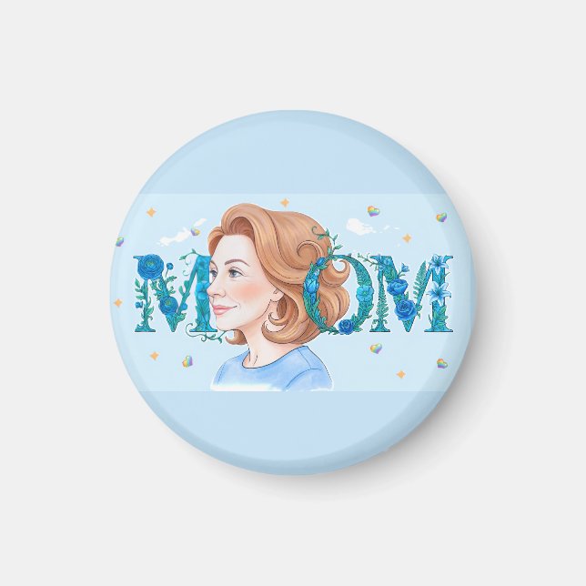 Imán Mamá Floral Azul (Frente)