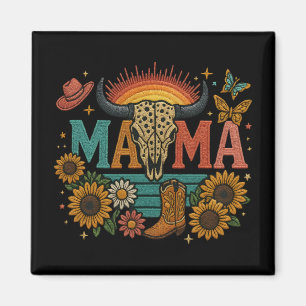 Imán Mama Flower Embroidery diseña Cowgirl Boho Mom