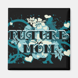 Imán Mamá futura - Corazones y flores