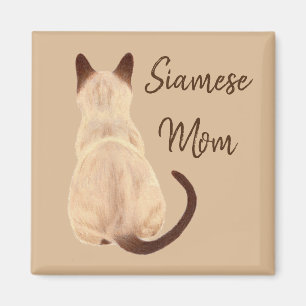 Imán Mamá gata siamesa Sasha Kitty mirando hacia otro l