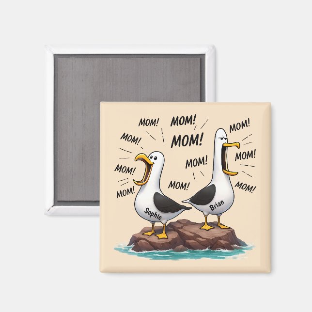 Imán Mamá Gaviota Divertida Personalizada (Anverso/Reverso)
