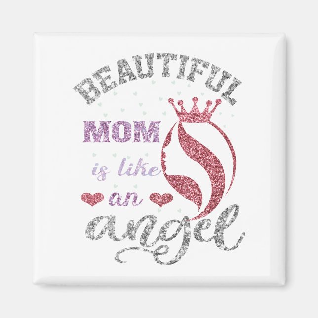 Imán Mamá hermosa es como un ángel (Frente)