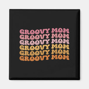 Imán Mamá hippie retro divertida con familia coincident