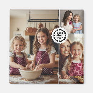 Imán Mamá la Mejor Personalizado Tres Fotos Moderno