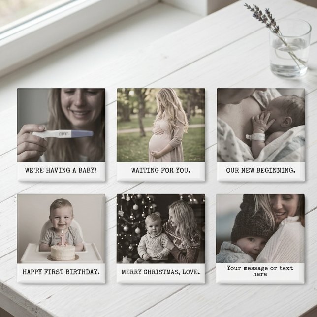 Imán Mamá Mami | Foto Personalizada del Primer Día de l (Minimalist Engagement Photo Magnet Gift to Fiancé | Personalized Christmas Gift Custom Photo Magnet)