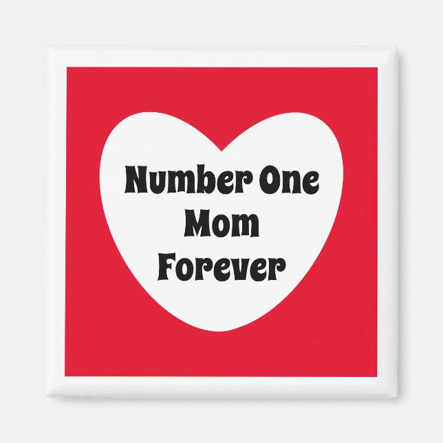 Imán Mamá número uno cortó el corazón blanco rojo (Frente)
