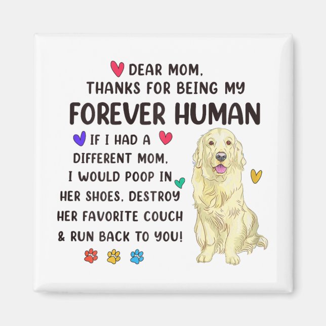 Imán Mamá para siempre Crema Humana Golden Retriever Mo (Frente)