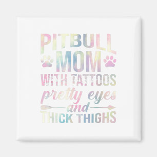 Imán Mamá Pitbull Femenina Con Tatuajes Ojos Bonitos Mu