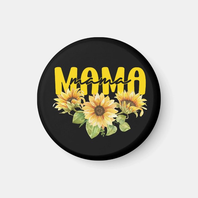 Imán Mama Sunflower Sunshine - Alegre diseño floral (Frente)