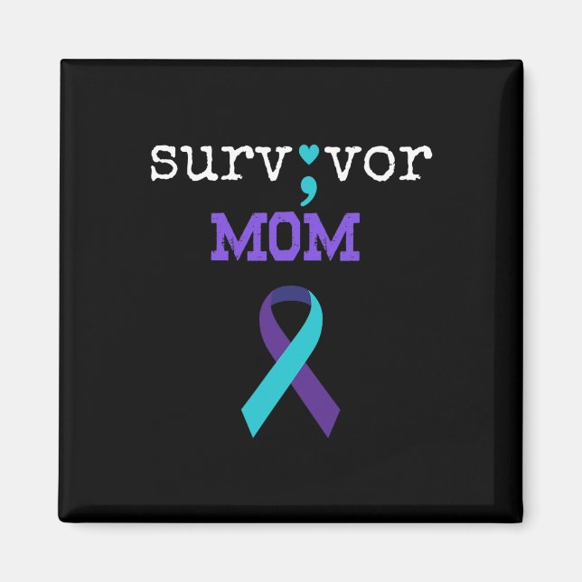 Imán Mamá superviviente - Semicolón Regalo Prevención d (Frente)