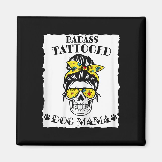 Imán Mamá Tattoo, mamá tatuaje, madre de perro con T (Frente)