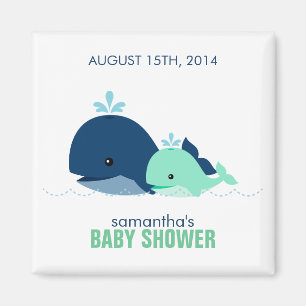 Imán Mamá y ballena bebé Baby Shower {verde}