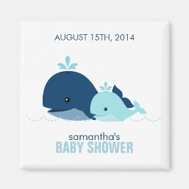 Imán Mamá y bebé ballena Baby Shower {blue}