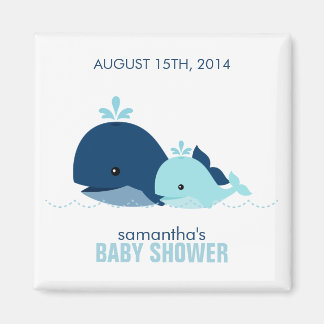 Imán Mamá y bebé ballena Baby Shower {blue}