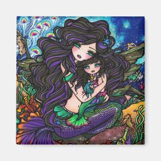 Imán Mamá y bebé sirena Fantasy Marine Art Hannah Lynn
