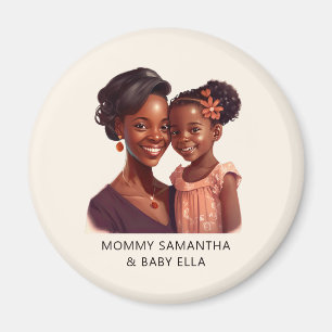Imán Mamá y hija negras personalizadas (10)