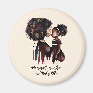 Imán Mamá y hija negras personalizadas (4)