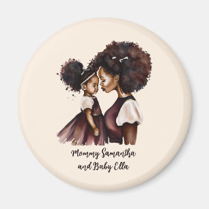 Imán Mamá y hija negras personalizadas (5)