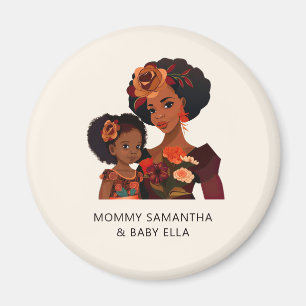 Imán Mamá y hija negras personalizadas (9)