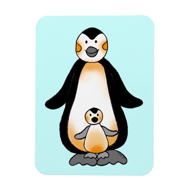 Imán Mami/papi y pingüino bebé, ducha de bebé (Vertical)