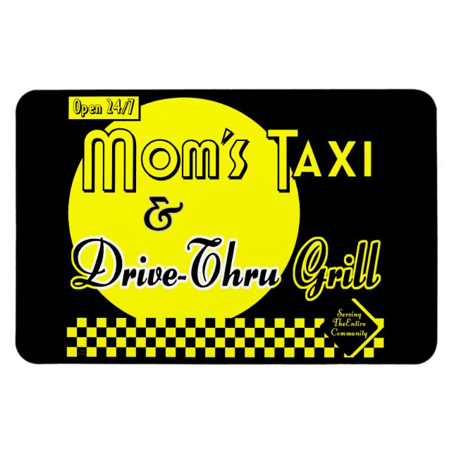 Imán Mamis Taxi y Conduce a través de un divertido retr (Horizontal)