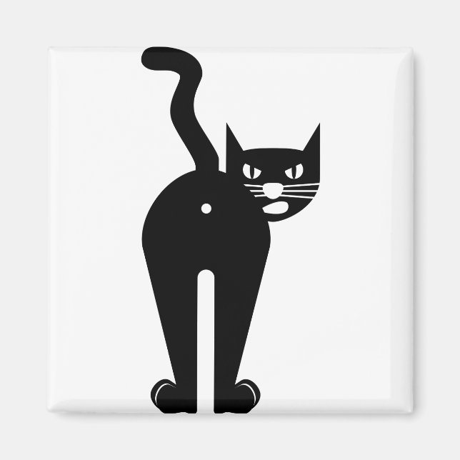 Imán Mammal silhouette de gato animal (Frente)