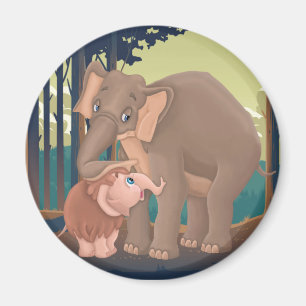 Imán Mamut bebé con su mamá adoptiva elefante