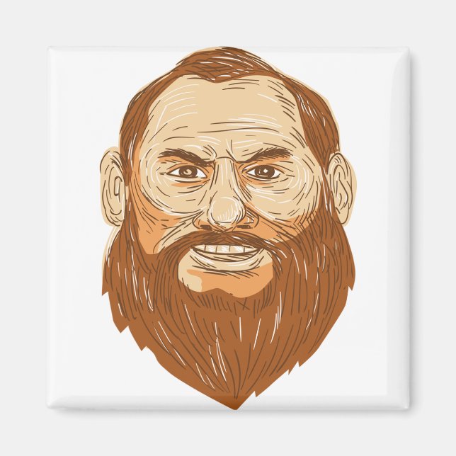 Imán Man bearded face retro (Frente)