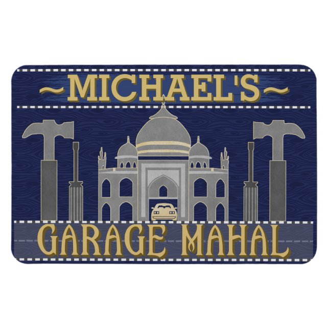 Imán Man Cave Funny Garage Mahal Tools | Nombre persona (Horizontal)