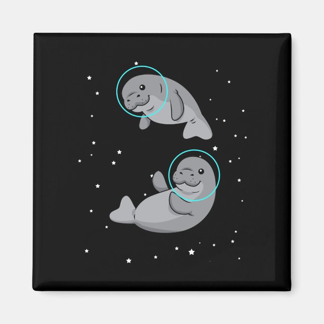 Imán Manatee Astronauta Regalo a mujeres Manatee (Frente)