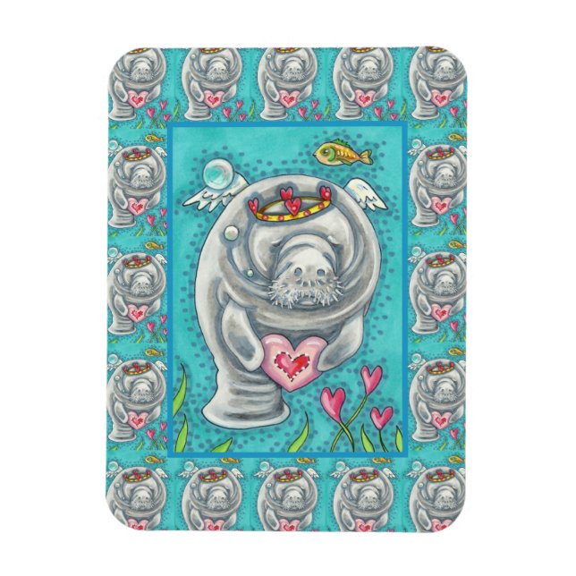 IMÁN MANATEE CUPID, BURBUJAS Y CORAZONES DE VALENTINA C (Vertical)