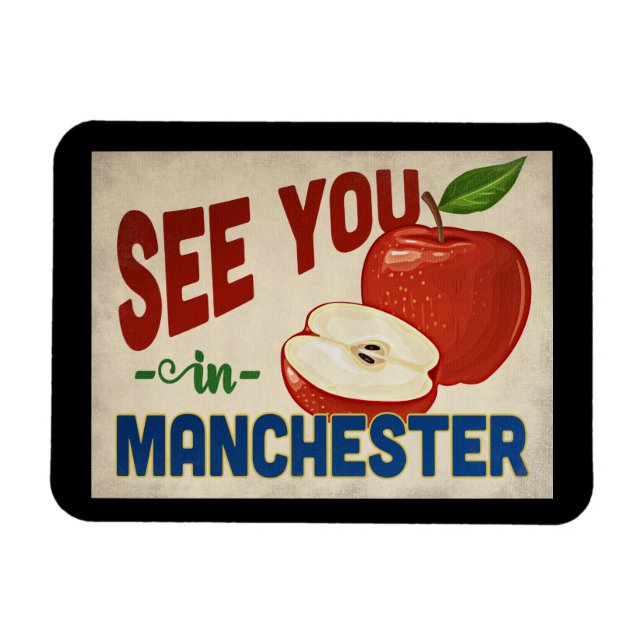 Imán Manchester New Hampshire Apple - Viajes de época (Horizontal)