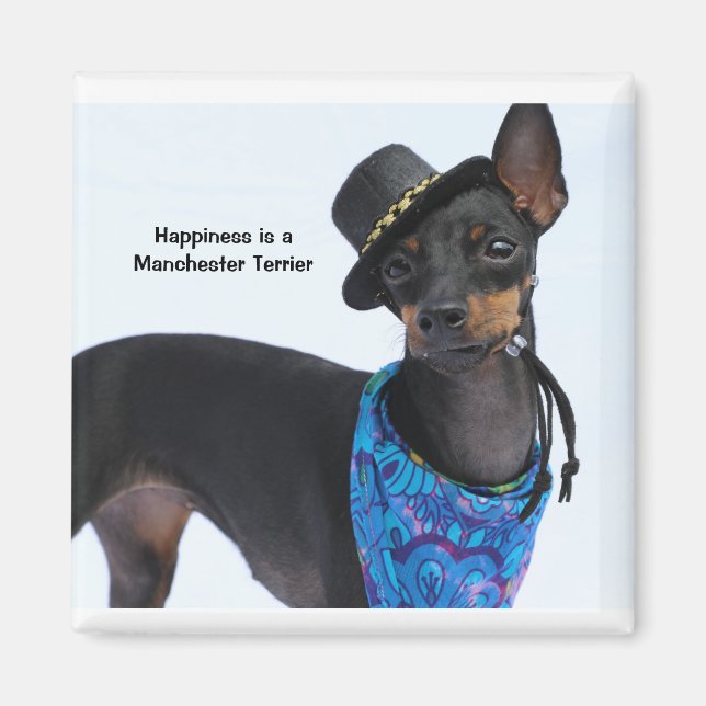 Imán Manchester Terrier Happiness Magnet (Frente)